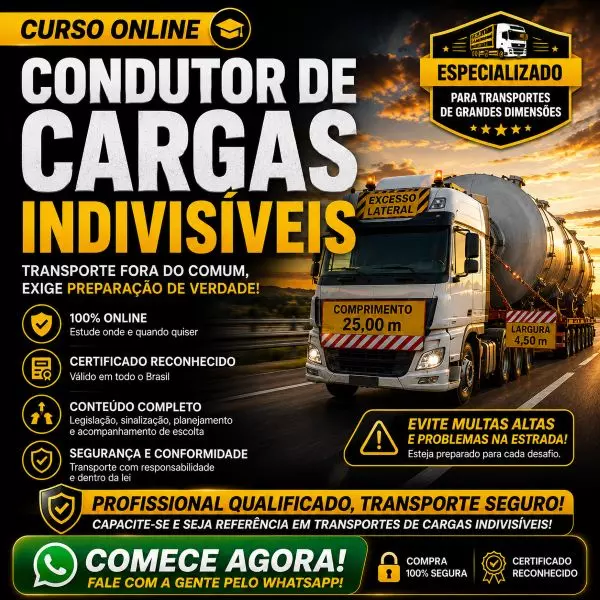Curso de Formação para Condutor de Transporte de Carga Indivisível